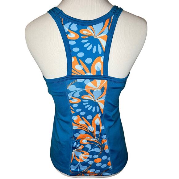 Brooks Blue Orange Floral Racerback Sports Tank Top Women’s Size Small - Picture 3 of 11